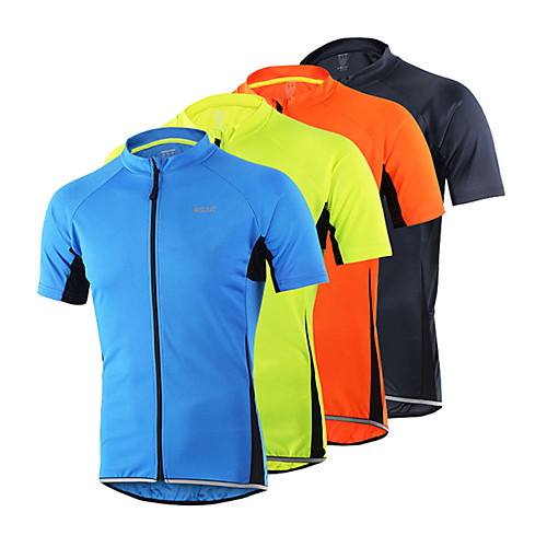 

Arsuxeo Men's Short Sleeve Cycling Jersey Polyester Light Yellow Dark Gray Orange Solid Color Bike Jersey Top Mountain Bike MTB Road Bike Cycling Breathable Quick Dry Anatomic Design Sports Clothing