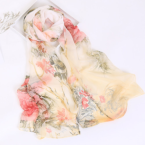 

Women's Chiffon Rectangle Scarf - Floral Print