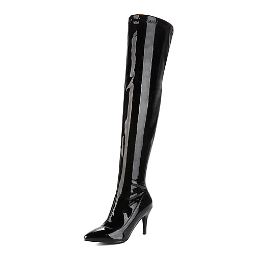 

Women's Boots Over-The-Knee Boots Stiletto Heel Pointed Toe Patent Leather / PU Thigh-high Boots Fashion Boots Fall / Winter Black / White / Red / Party & Evening