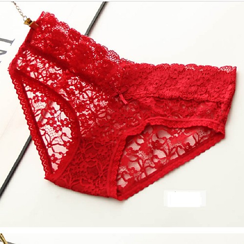 

Women's Lace Super Sexy Brief Lace Low Waist Blushing Pink Red White S M L