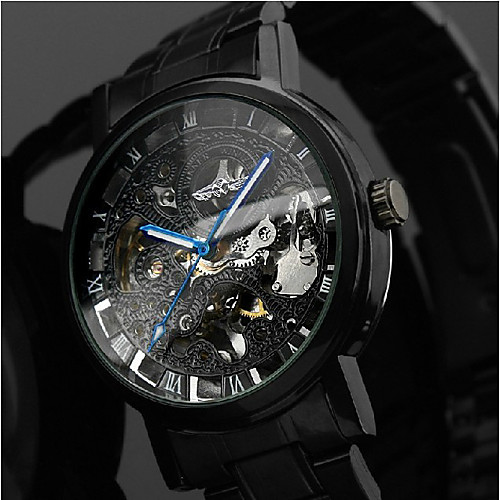 

WINNER Men's Wrist Watch Mechanical Watch Automatic self-winding Stainless Steel Black 30 m Hollow Engraving Analog Luxury Classic Casual - Blue / Black Black Silver / Red