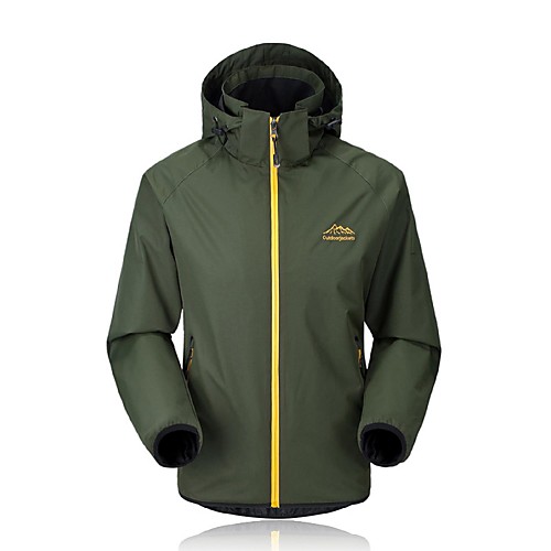 

Men's Hiking Windbreaker Outdoor Solid Color Windproof Breathable Rain Waterproof Jacket Top Full Length Visible Zipper Camping / Hiking Climbing Cycling / Bike Black Army Green Blue Hiking Jackets