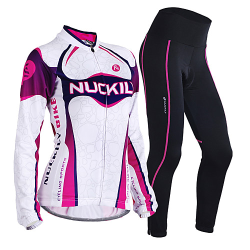 

Nuckily Women's Long Sleeve Cycling Jersey with Tights Winter Lycra Polyester Purple Gradient Bike Clothing Suit Thermal / Warm Windproof Breathable 3D Pad Anatomic Design Sports Gradient Mountain