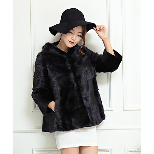 

Women's Solid Colored Sophisticated Fall Fur Coat Short Daily Long Sleeve Faux Fur Coat Tops White