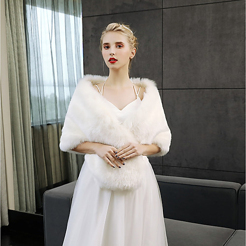 

Sleeveless Shawls Faux Fur Wedding / Party / Evening Women's Wrap With Crystal Brooch