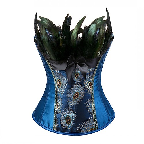 

Women's Lace Up Overbust Corset - Animal / Embroidered, Print Blue S M L / Sexy