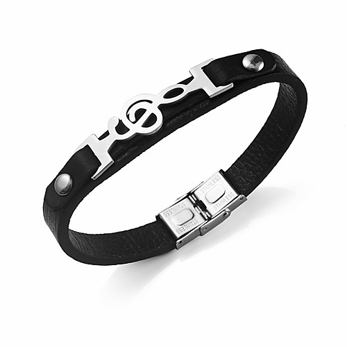 

Men's Leather Bracelet Bracelet Music Music Notes Hip-Hop Stainless Steel Bracelet Jewelry Gold / Silver For Halloween Going out