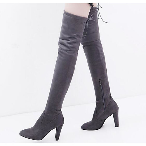 

Women's Boots Over-The-Knee Boots Pumps Crotch High Boots Comfort Fashion Boots Nubuck Solid Colored Black Red Gray / Over The Knee Boots