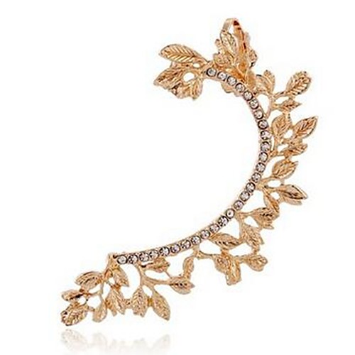 

Women's Clip on Earring Helix Earrings cuff Leaf Ladies Fashion Hip-Hop Oversized Imitation Diamond Earrings Jewelry Gold / Silver For Daily Street