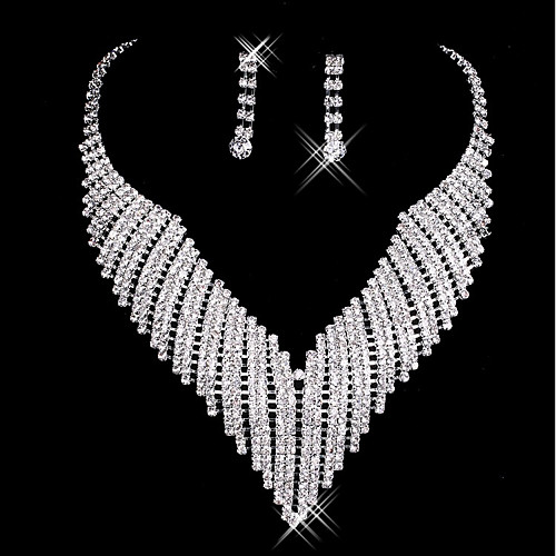 

Women's Drop Earrings Necklace Rhinestone Earrings Jewelry White For Wedding Party