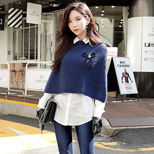 

Women's Going out Casual / Street chic Pullover - Solid Colored Shirt Collar