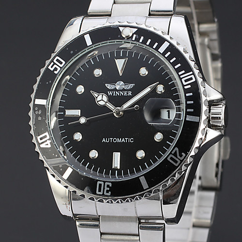 

WINNER Men's Dress Watch Wrist Watch Mechanical Watch Automatic self-winding Stainless Steel Silver 30 m Calendar / date / day Analog Luxury Classic Casual - Black