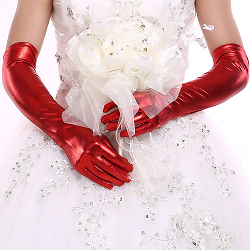 

Faux Leather Opera Length Glove Bridal Gloves / Party / Evening Gloves With Rhinestone