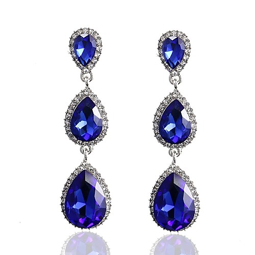 

Women's Sapphire Crystal Stud Earrings Drop Earrings Hanging Earrings Pear Cut Long Solitaire Drop Ladies Classic Fashion Elegant everyday Crystal Earrings Jewelry White / Red / Blue For Wedding