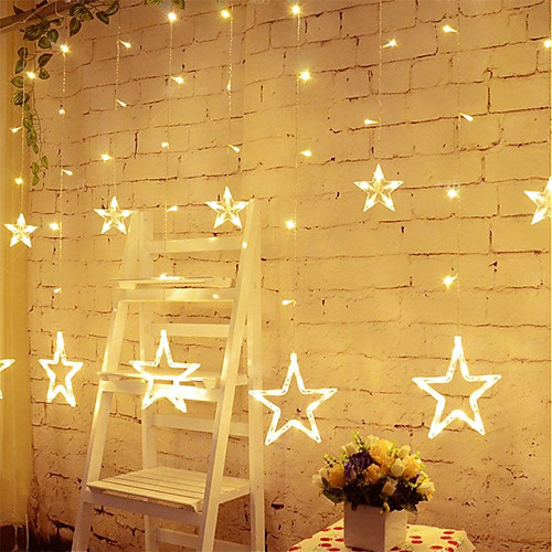 

Star Curtain Lights 8 Modes With 12 Stars 138 LEDs Waterproof Linkable Curtain String Lights String Light