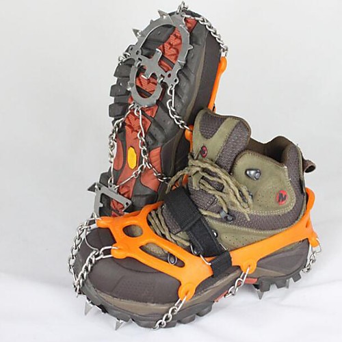 

Traction Cleats Crampons Outdoor Non Slip Stainless Steel Metal Alloy Rubber Climbing Outdoor Exercise Orange