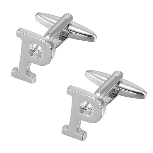 

Cufflinks Alphabet Shape Romantic Brooch Jewelry Silver For New Year