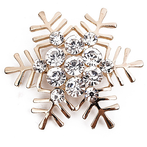 

Women's Brooches Round Cut Snowflake Ladies Simple Classic Fashion Imitation Diamond Brooch Jewelry Gold Silver For Daily