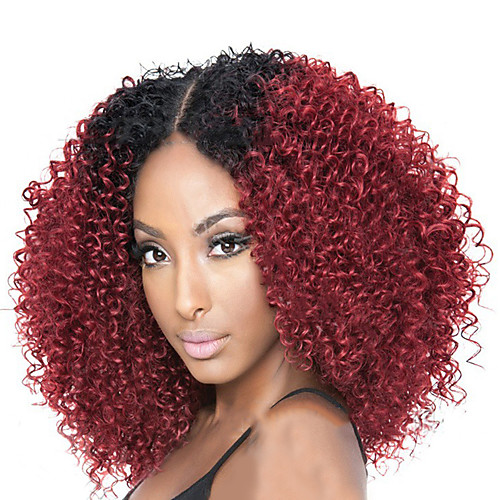 

Synthetic Wig Kinky Curly Kinky Curly Wig Medium Length Red Synthetic Hair Women's Ombre Hair Red