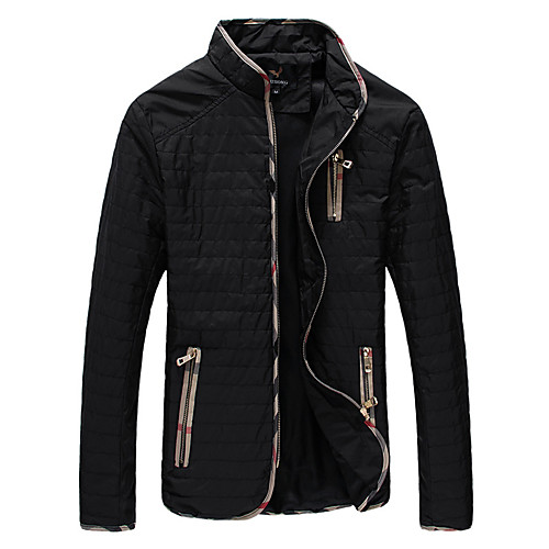 

Men's Hooded Color Block Streetwear Fall Jacket Regular Daily Long Sleeve Rayon Coat Tops Black
