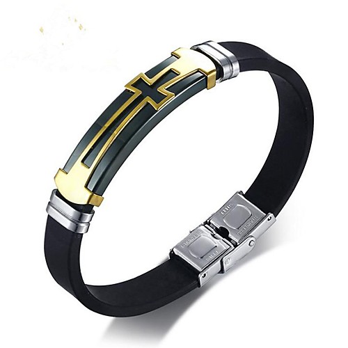 

Men's Bracelet Bangles Cross Ladies Fashion Hard Plastic Bracelet Jewelry Black For Gift Daily / Titanium Steel