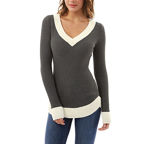 

Women's T shirt Solid Colored Long Sleeve Daily Tops Active Streetwear Sophisticated Black Gray