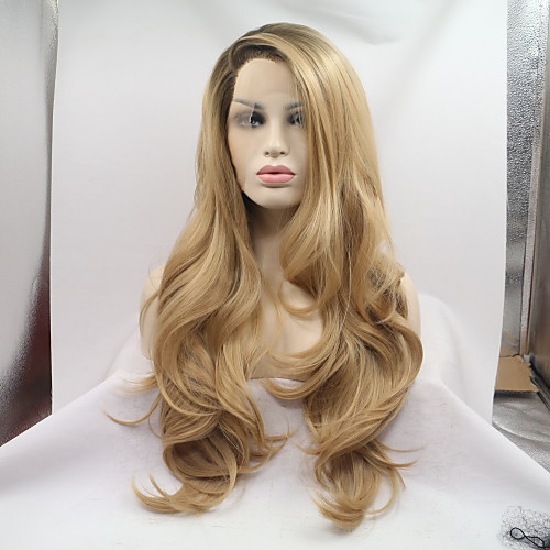 

Synthetic Lace Front Wig Water Wave Water Wave Layered Haircut Monofilament L Part Lace Front Wig Long Honey Blonde#24 Synthetic Hair Women's Ombre Hair Dark Roots Blonde