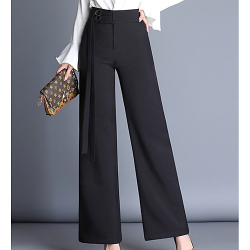 

Women's Plus Size Daily Going out Business Pants Solid Colored Black