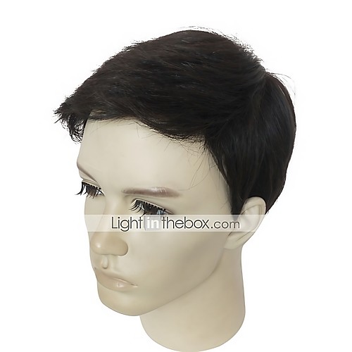 

Synthetic Wig kinky Straight kinky straight Layered Haircut Wig Short Natural Black #1B Synthetic Hair Men's Natural Hairline Black