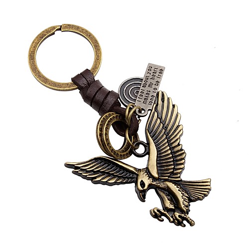 

Eagle Keychain Gold Leather Alloy For Cute