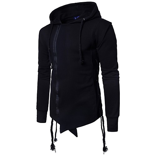 

Men's Hoodie Solid Colored Cut Out Hooded Daily Sports Casual Vintage Hoodies Sweatshirts Long Sleeve Loose Black Dark Gray Brown / Winter