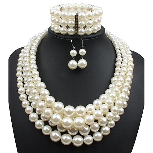 

Women's Pearl Jewelry Set Statement Ladies Imitation Pearl Earrings Jewelry Beige For Casual Evening Party Prom