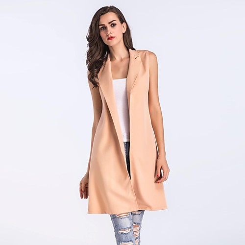 

Women's Solid Colored Streetwear Fall Vest Long Work Sleeveless Cotton Coat Tops Camel
