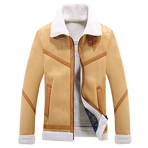

Men's Leather Jackets Solid Colored Fall Faux Leather Jacket Short Daily Long Sleeve PU Coat Tops Camel