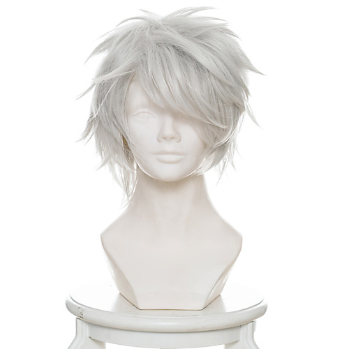 

12 Wars / Juni Taisen Usagi / Rabbit Cosplay Wigs Men's 12 inch Heat Resistant Fiber Silver Anime