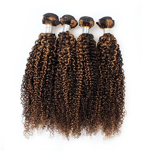 

4 Bundles Hair Weaves Peruvian Hair Curly Human Hair Extensions Remy Human Hair 100% Remy Hair Weave Bundles 400 g Ombre Hair Weaves / Hair Bulk 8-28 inch Ombre Shedding Free Tangle Free Full Cuticle