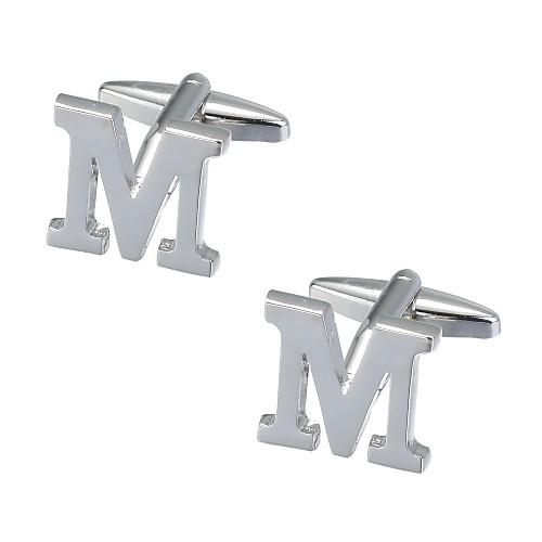 

Cufflinks Alphabet Shape Romantic Brooch Jewelry Silver For New Year