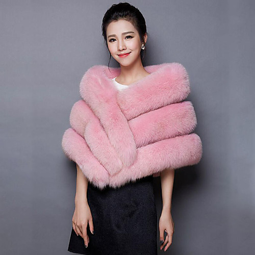 

Sleeveless Ponchos Faux Fur / Organic Cotton Wedding / Party / Evening Women's Wrap With