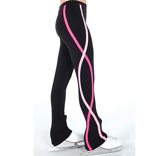 

Figure Skating Pants Women's Girls' Ice Skating Pants / Trousers Leggings Red Blue Spandex Stretchy Training Competition Skating Wear Spiral Stripe Ice Skating Figure Skating / Winter
