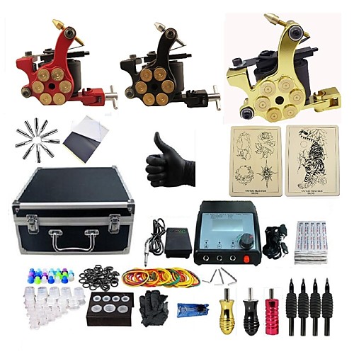 

BaseKey Professional Tattoo Kit Tattoo Machine - 3 pcs Tattoo Machines, Professional Alloy 20 W 3 alloy machine liner & shader / Case Included