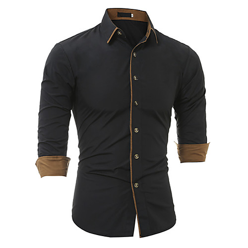 

Men's Shirt Solid Colored Basic Long Sleeve Daily Tops Business White Black Gray