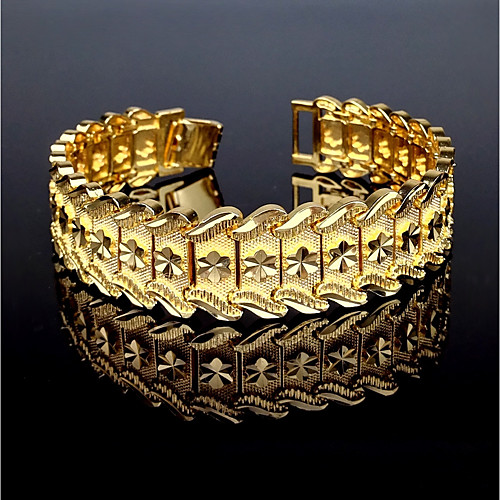 

Men's Cuff Bracelet Bracelet Vintage Dubai Italian Copper Bracelet Jewelry Gold For Gift Casual / Gold Plated