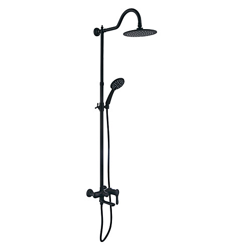 

Shower System Set - Rainfall Matte Black Shower System Ceramic Valve Bath Shower Mixer Taps / Brass / Single Handle Two Holes