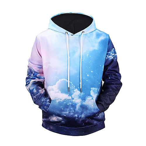 

Men's Hoodie Optical Illusion Color Block Hooded Daily Going out Weekend Active Streetwear Hoodies Sweatshirts Long Sleeve Light Blue