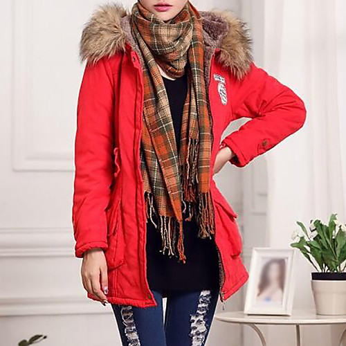 

Women's Parka Parka Daily Plus Size Solid Colored Cotton Long Sleeve Black / Blue / Red S / M / L