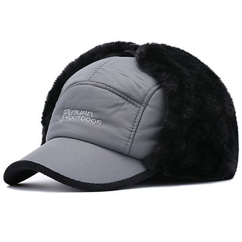 

Men's Cotton Ski Hat-Patchwork Stylish Winter Black Gray