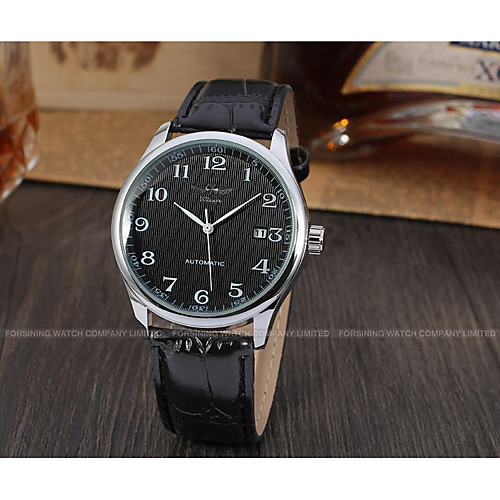 

WINNER Men's Wrist Watch Automatic self-winding Leather Black 30 m Calendar / date / day Analog Vintage Casual Fashion Dress Watch - Black White / Stainless Steel