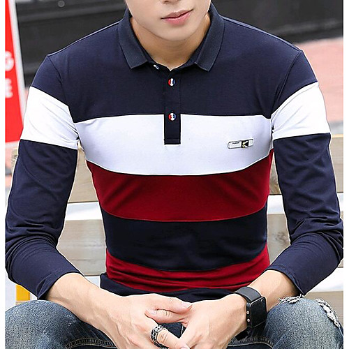 

Men's T shirt 3D Long Sleeve Daily Tops Cotton Active Streetwear White Royal Blue Gray