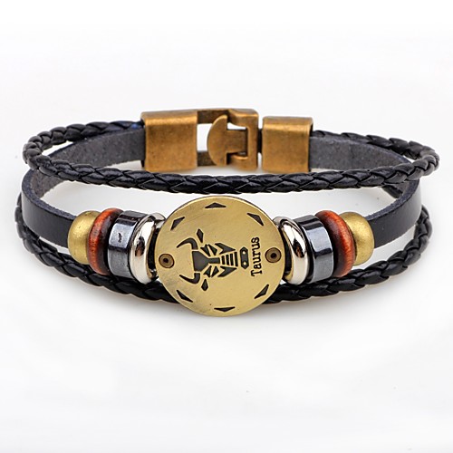

Men's Wrap Bracelet Leather Bracelet Zodiac Scorpio 10.24 - 11.22 Aries 3.21 - 4.19 Virgo 8.23 - 9.22 Fashion Genuine Leather Bracelet Jewelry For Gift Date