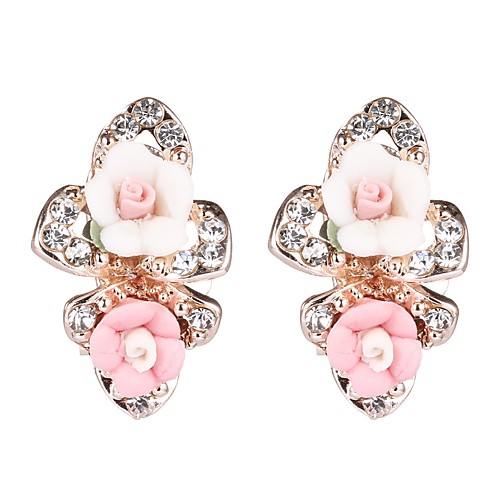 

Women's Stud Earrings Rhinestone Floral Classic Sweet Imitation Diamond Alloy Jewelry For Daily